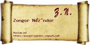 Zongor Nándor névjegykártya